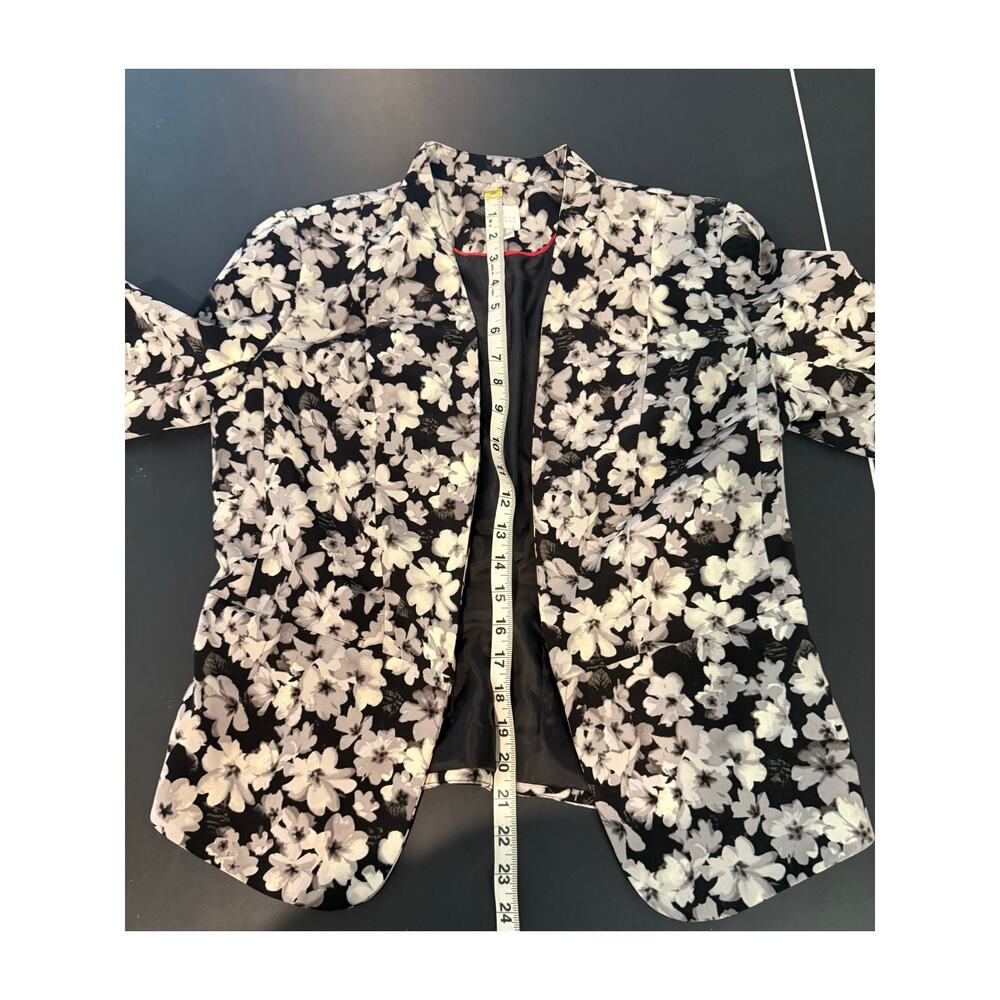 LC Lauren Conrad Women's Floral Blazer Black White Size 6 Mid-Length - Picture 5 of 7